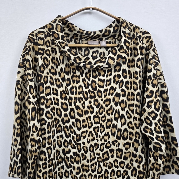 Chico's Animal Print Mock Neck Top Size 2 - Picture 3 of 10